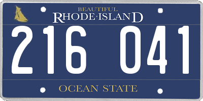 RI license plate 216041