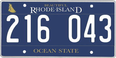 RI license plate 216043