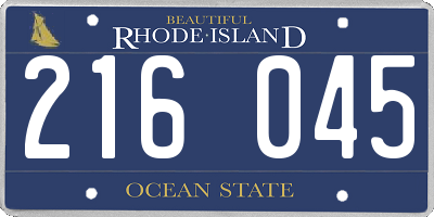RI license plate 216045