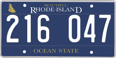 RI license plate 216047