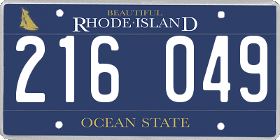 RI license plate 216049