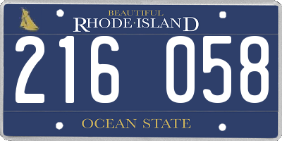 RI license plate 216058