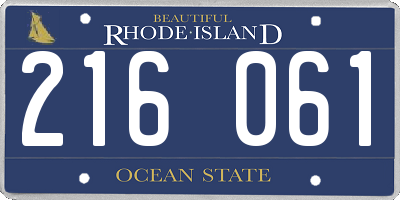 RI license plate 216061