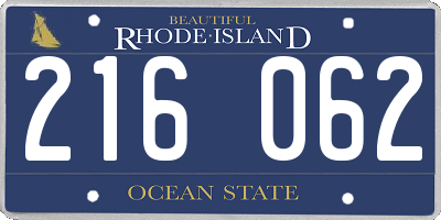 RI license plate 216062