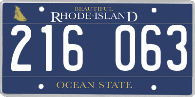RI license plate 216063