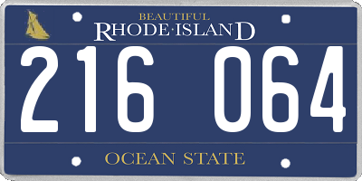 RI license plate 216064