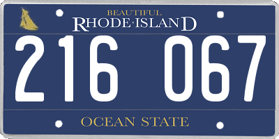 RI license plate 216067