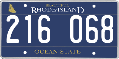RI license plate 216068