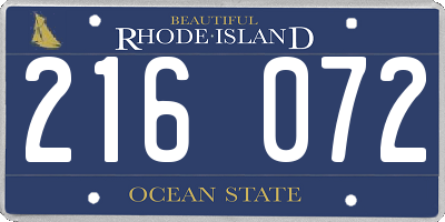 RI license plate 216072
