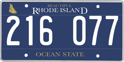 RI license plate 216077