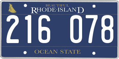 RI license plate 216078