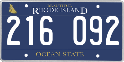 RI license plate 216092