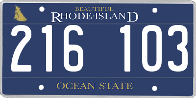 RI license plate 216103
