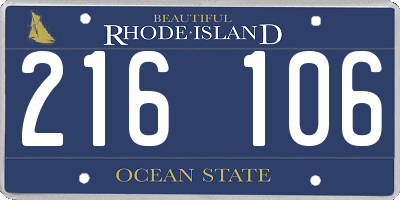 RI license plate 216106