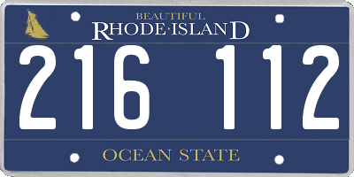RI license plate 216112
