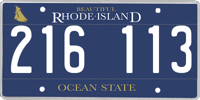 RI license plate 216113