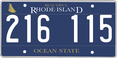 RI license plate 216115
