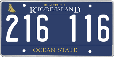 RI license plate 216116