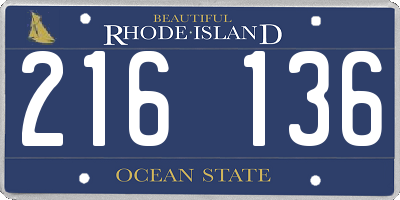 RI license plate 216136