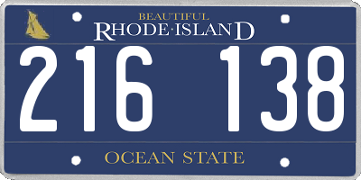 RI license plate 216138