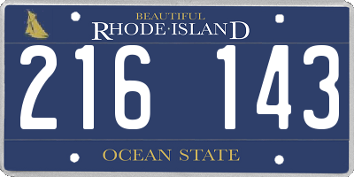 RI license plate 216143