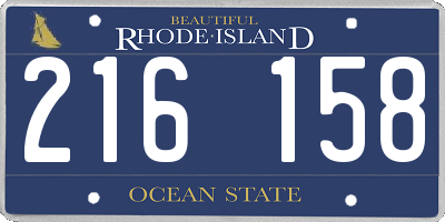 RI license plate 216158