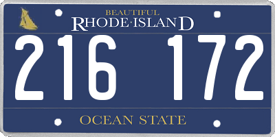 RI license plate 216172