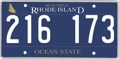 RI license plate 216173