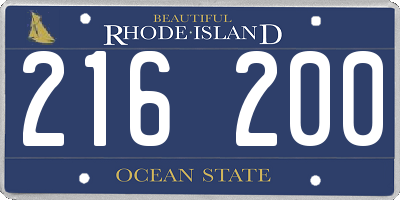 RI license plate 216200