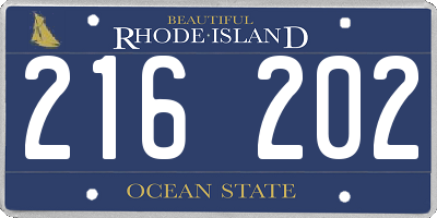 RI license plate 216202