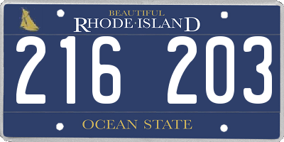 RI license plate 216203