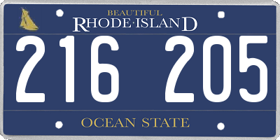 RI license plate 216205