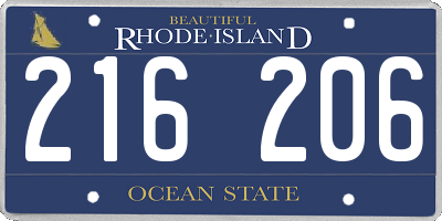 RI license plate 216206