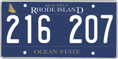 RI license plate 216207