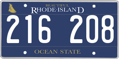 RI license plate 216208