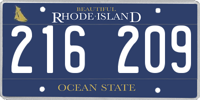 RI license plate 216209