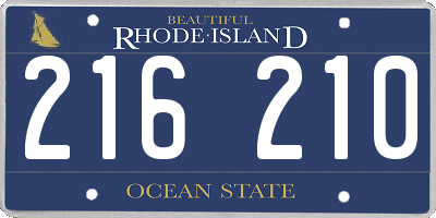 RI license plate 216210