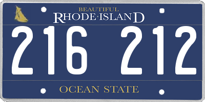 RI license plate 216212
