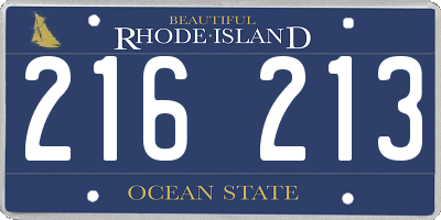 RI license plate 216213