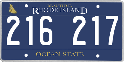 RI license plate 216217