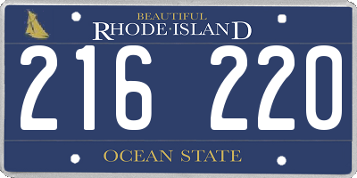 RI license plate 216220