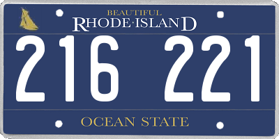 RI license plate 216221