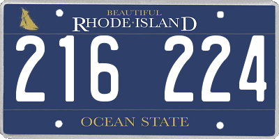 RI license plate 216224