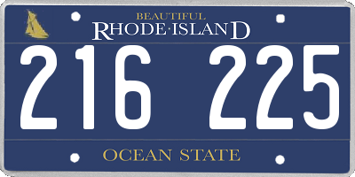 RI license plate 216225