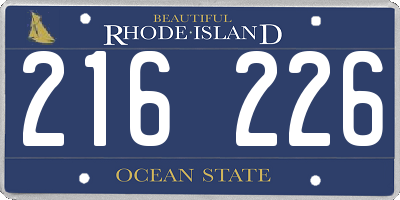 RI license plate 216226