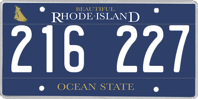 RI license plate 216227