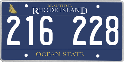 RI license plate 216228