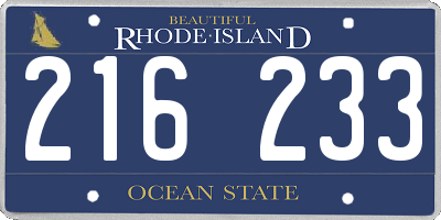 RI license plate 216233