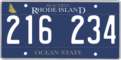 RI license plate 216234