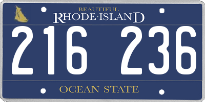 RI license plate 216236